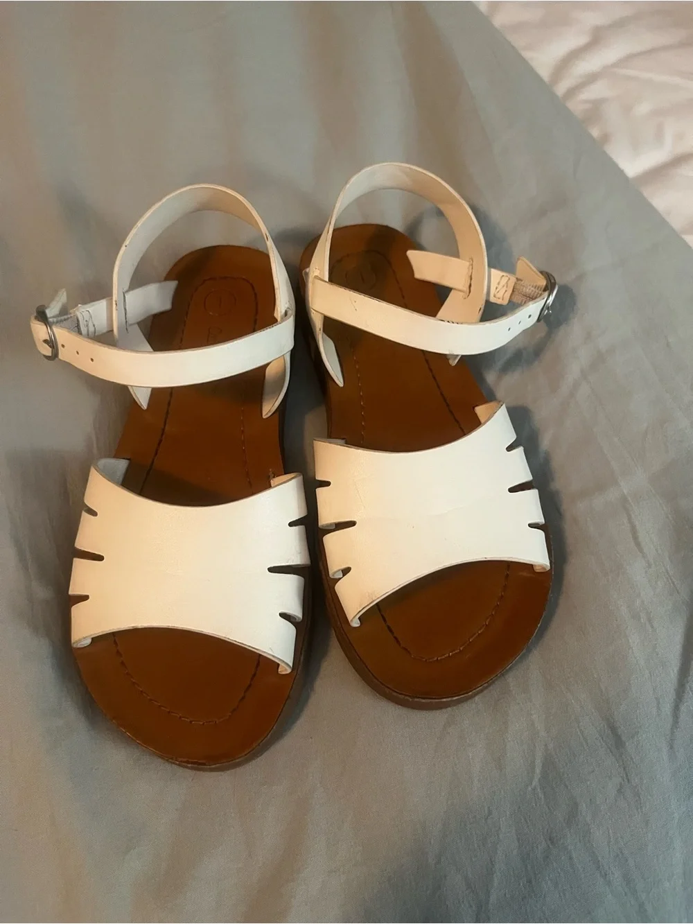 Cat & Jack White Girls Open-Toe Ankle Strap Sandals